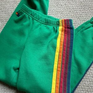 Aviator Nation Unisex Kids 5 Stripe Sweatpant Kelly Green Size 12